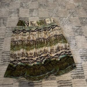 Bohemian A-Line Skirt in Green and Cream